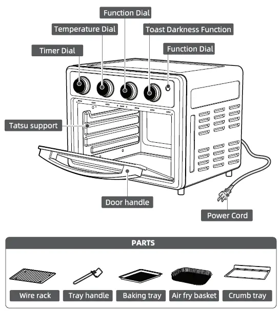 Chefavor MGKQ21X01 Air Fryer Toaster Oven Fig1