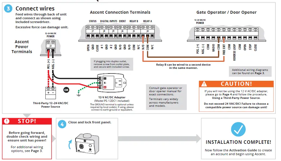 ASCENT 16-T1 Summit Control Cellular Telephone Entry System fig-8