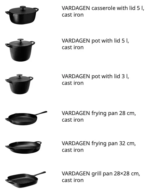 VARDAGEN cast iron cookware