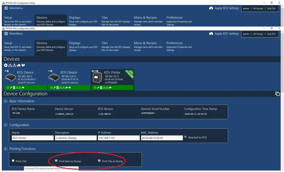 EPSON 111 38 URM 005 KDS - Station printer not printing label on bump 2