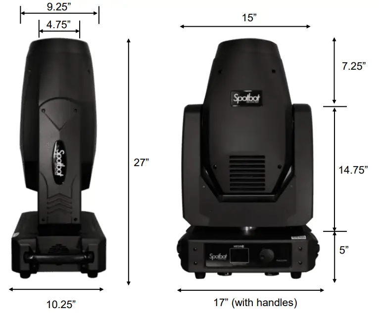 MEGA LITE Spotbot LED CYM 300 - Mechanical Specifications