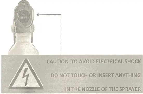 VICTORY VP200ESK Electrostatic Handheld Battery Powered Disinfectant Sanitizer Sprayer - Caution