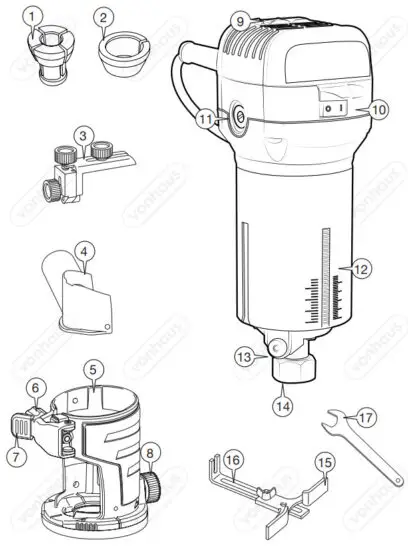 VonHaus 3515301 Compact Palm Router Saw - COMPONENTS