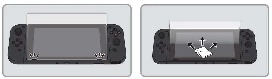 NINTENDO Carrying Case and Screen Protector User Manual - Carefully align the screen protector with the edges of the Nintendo Switch touch screen