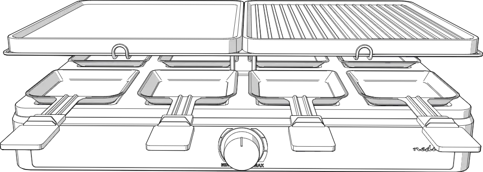 Nedis Fcra300fbk8 Gourmet | Raclette Set User Manual Nedis Fcra300fbk8 Gourmet | Raclette Set User Manual