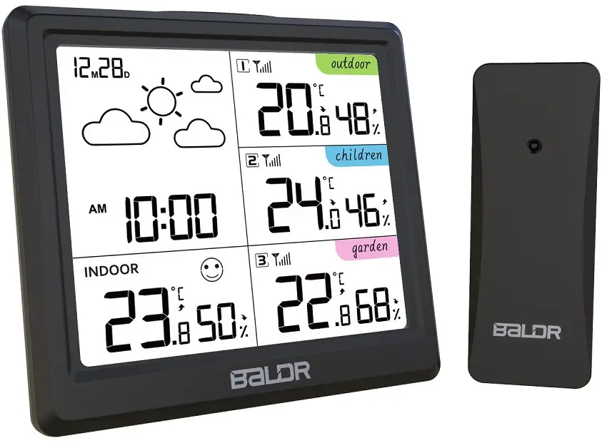 BaLDR B0389WST4H4-V3 Digital Wireless Weather Station with 3 Remote Sensors