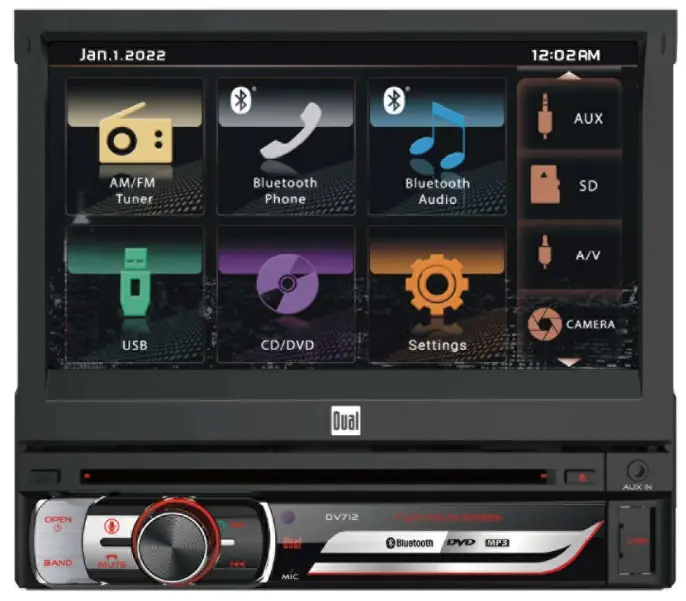 Dual Electronics DV712 Multimedia DVD Receiver with Bluetooth 7 Inch Digital TFT LCD-