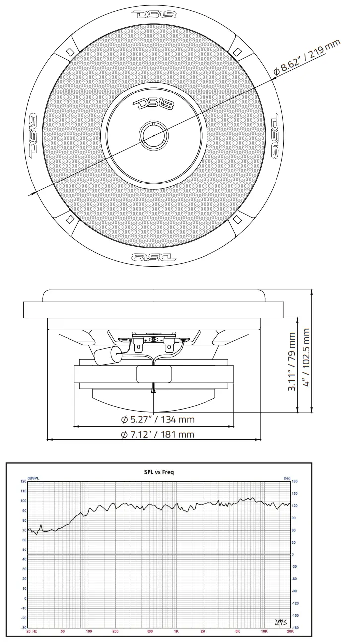 DS18 PRO HY8MSL 8 Inch Hybrid Slim Loudspeaker with 1 Inch Compression Driver Horn - fig2