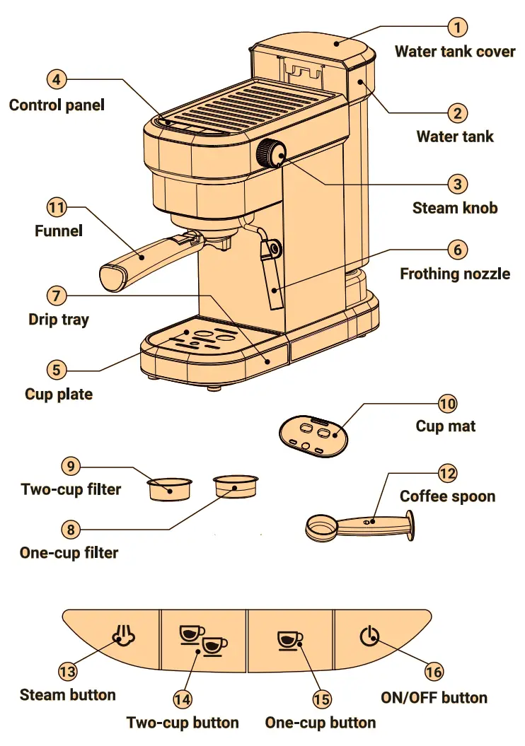 Laekerrt CMEP01 Espresso Coffee Maker - fig