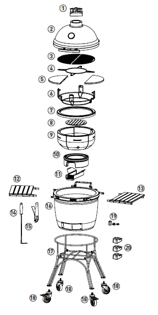 KAMADO-JOE-KJ23RHC-Classic-II-18-Inch-Ceramic-Grill-fig-2