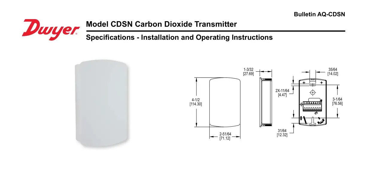 Dwyer CDSN Carbon Dioxide Transmitter Instruction Manual