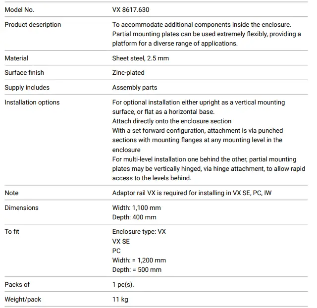 RITTAL-VX-8617-630-Partial-Mounting-Plates-FIG-1
