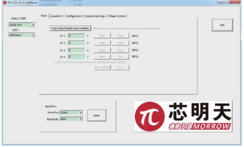 COREMORROW E70 4-Channel Piezo Controller Software fig 12