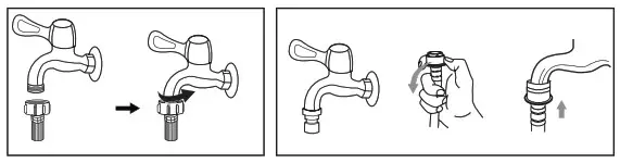 SOLT GGSTLW70RC Top Load Washing Machine - Connection between screw tap and inlet hose.