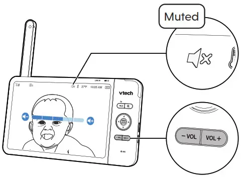 vtech RM7754HD 7-inch Smart Wi-Fi 1080p - Adjust speaker volume 1