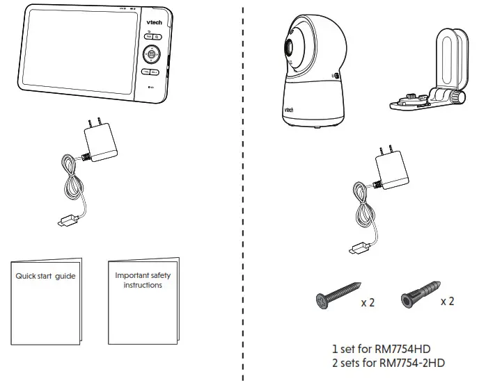 vtech RM7754HD 7-inch Smart Wi-Fi 1080p - What’s in the box