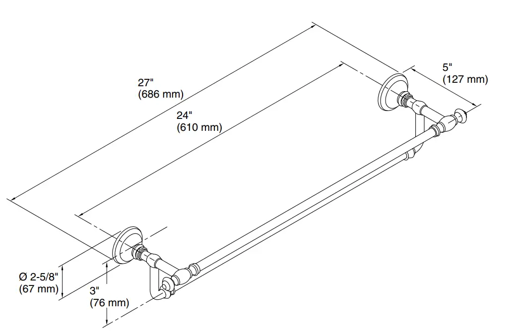 KOHLER-K-72570-Artifacts-24-Inch-Double-Towel-Bar-2