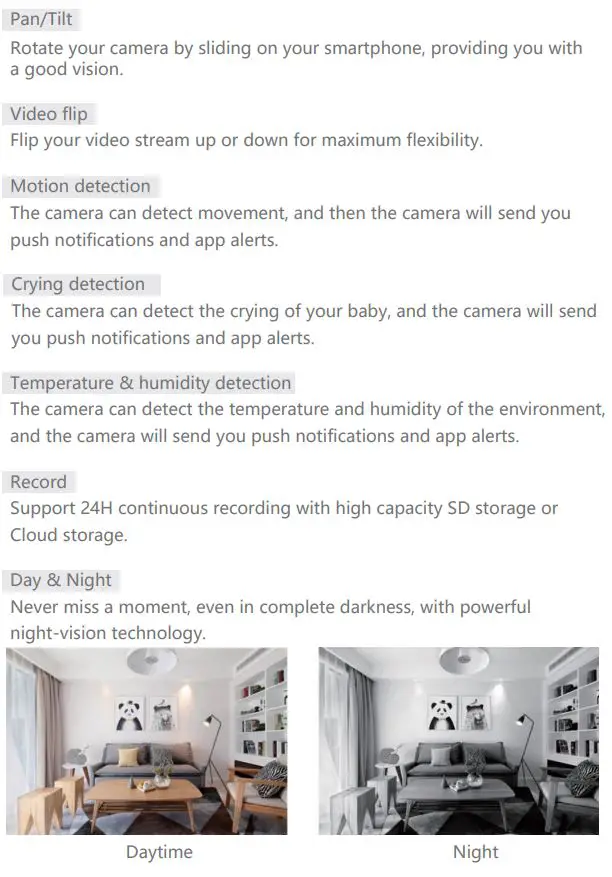 MEARI BABY5T Baby Monitor User Guide - Functions