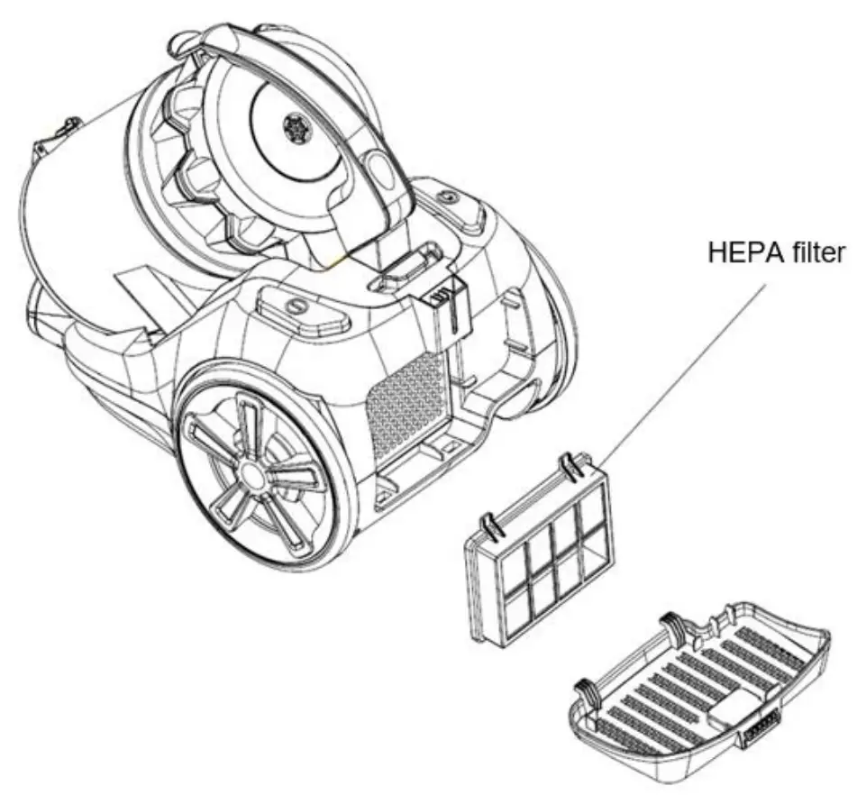 Air outlet HEPA filter cleaning