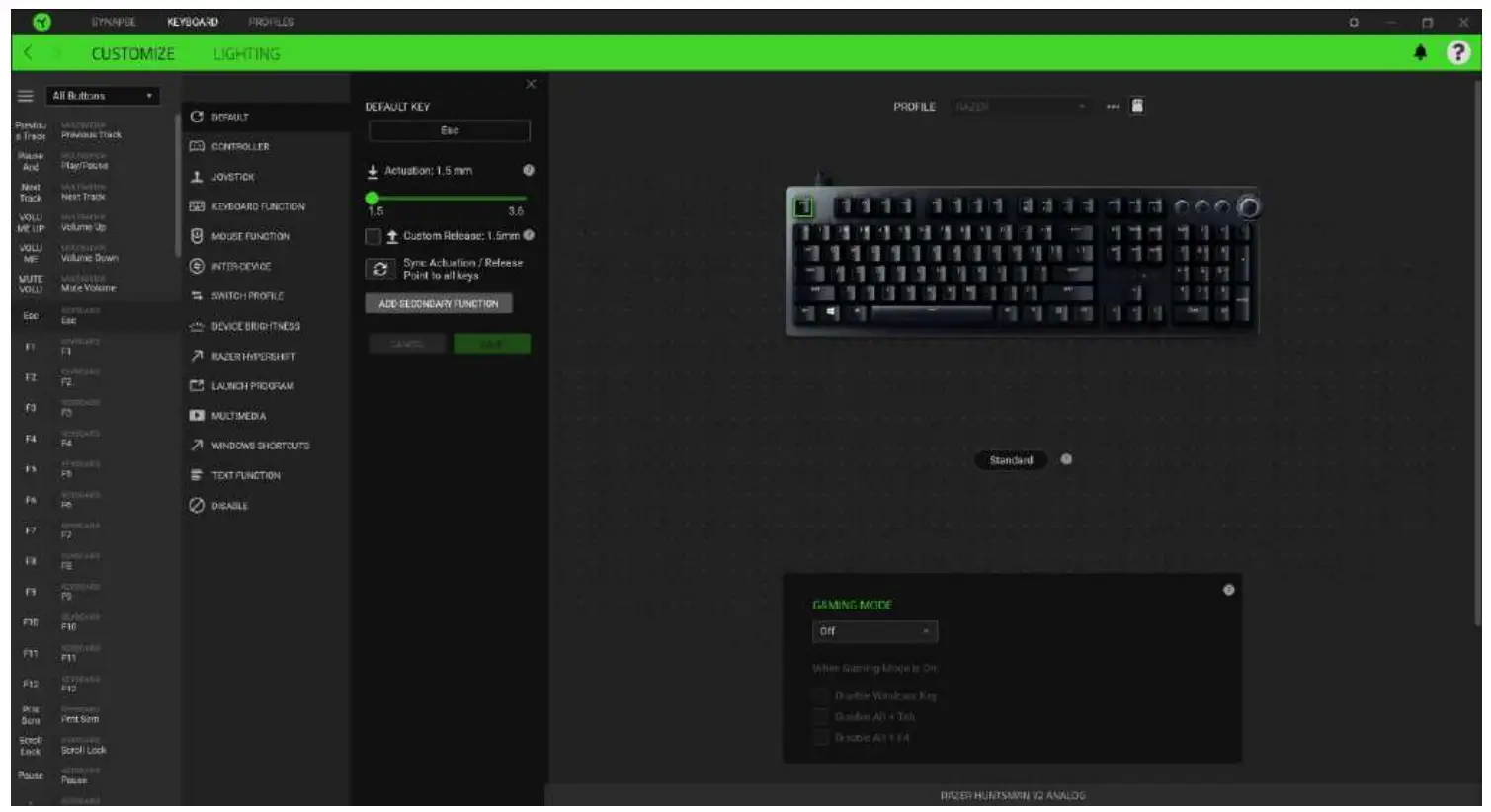 Configuring your razer huntsman v2 analog