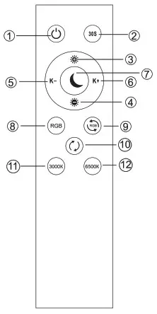 BLNAN LS CL G3 24W Dim WY RGB Ceiling Light with Remote - 2.4G REMOTE CONTROL INSTRUCTION