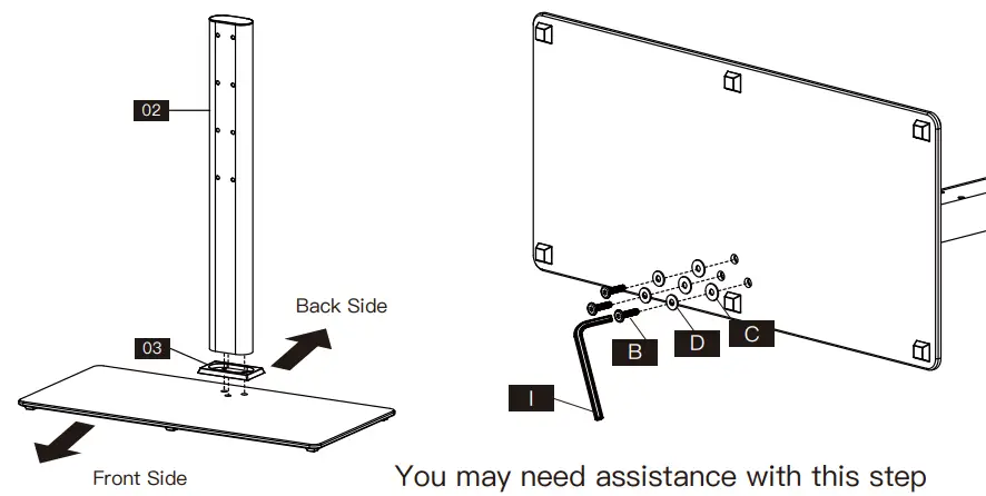 PERLESMITH PSTVS21 Swivel Universal TV Stand - Hardware10