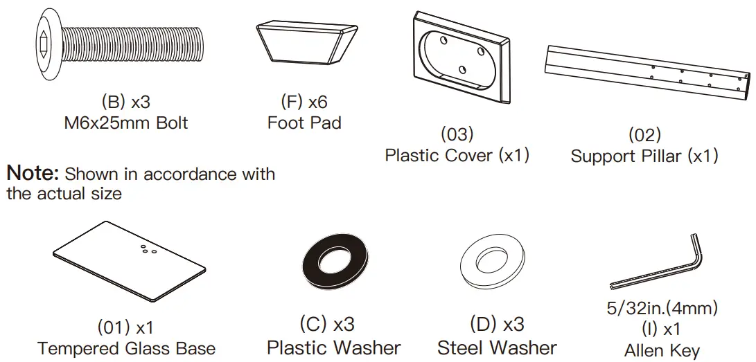 PERLESMITH PSTVS21 Swivel Universal TV Stand - Parts