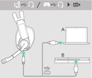 SENNHEISER SCBT12 GSP 370 Over Ear Wireless Gaming Headphones - Charging the battery 1