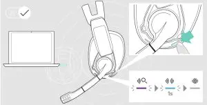 SENNHEISER SCBT12 GSP 370 Over Ear Wireless Gaming Headphones - Switching the headset on off