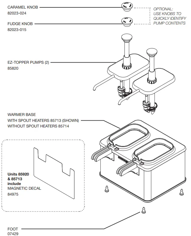 SERVER EZT EZ Topper 48 oz 1 Pouch Single Topping Warmer with Heated Spout - PARTS