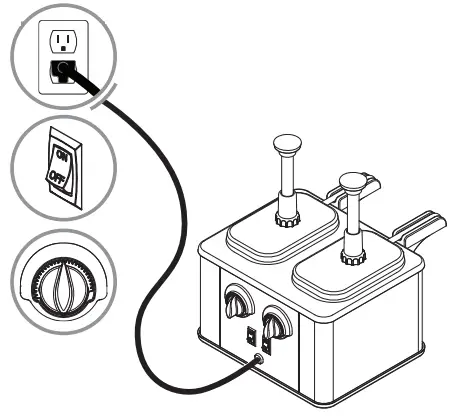 SERVER EZT EZ Topper 48 oz 1 Pouch Single Topping Warmer with Heated Spout - SET THERMOSTAT KNOBS