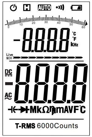Banggood Intelligent Digital Clamp Multimeter - display