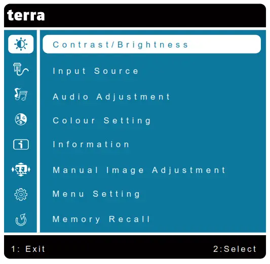 terra 2447W 23 6 Inch LED LCD Monitor- Main Menu