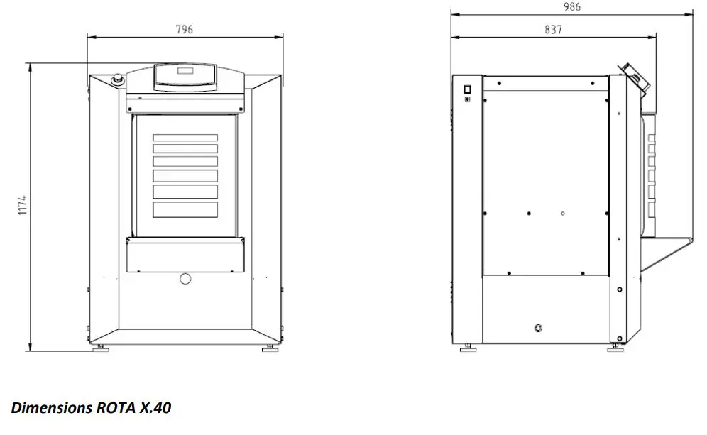 Collomix ROTA X.40 Biaxial Mixer Instructions - Dimensions