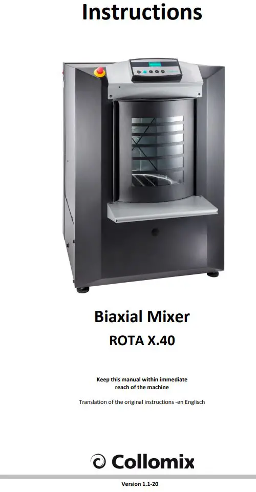 Collomix ROTA X.40 Biaxial Mixer Instructions