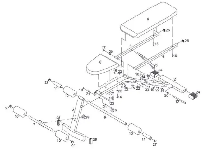 GOZONE Weight Bench - PARTS LIST