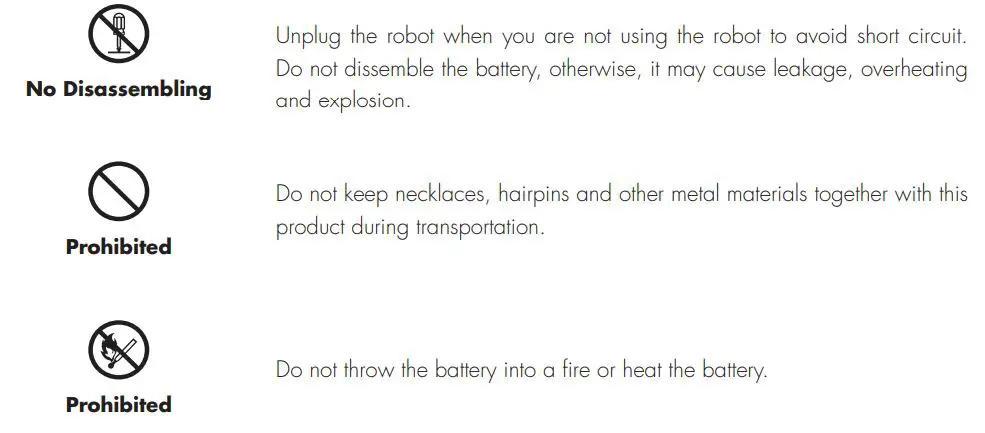 Cleanmate S 930 Robotic Vacuum Cleaner User Manual - Danger