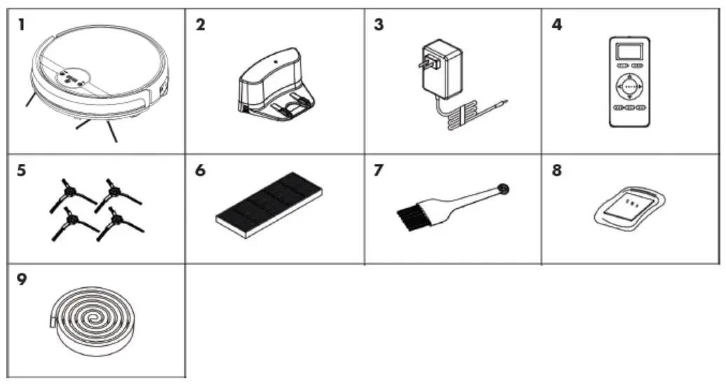 Cleanmate S 930 Robotic Vacuum Cleaner User Manual - Main Body and Accessories