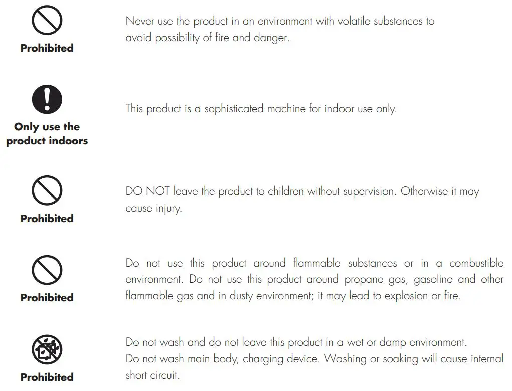 Cleanmate S 930 Robotic Vacuum Cleaner User Manual - Warning
