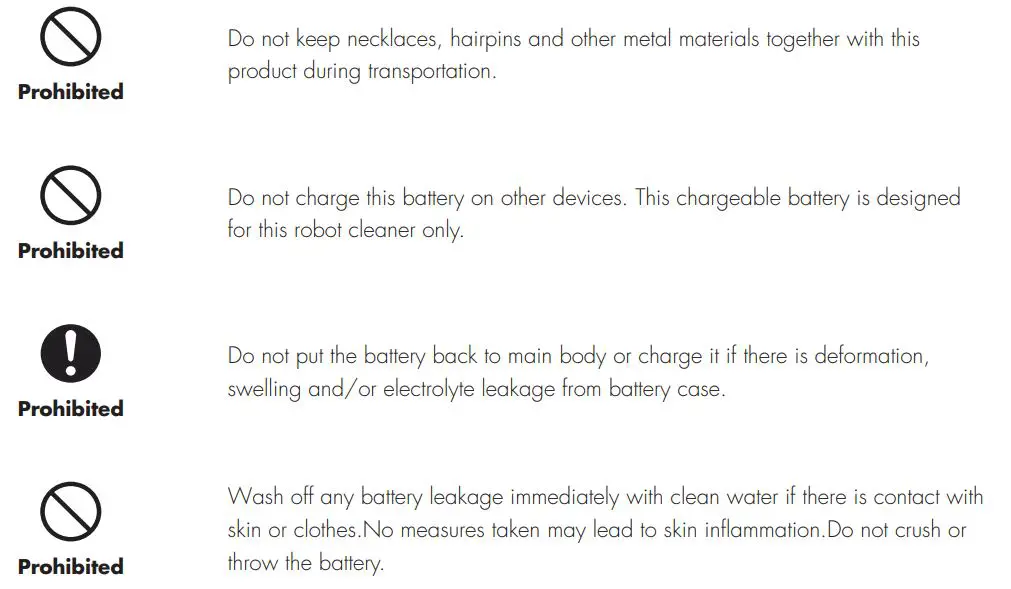 Cleanmate S 930 Robotic Vacuum Cleaner User Manual - Warning