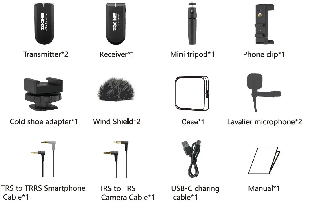 ZGCINE -ATOM -1V2 -Wireless -Lavalier -Microphone -1