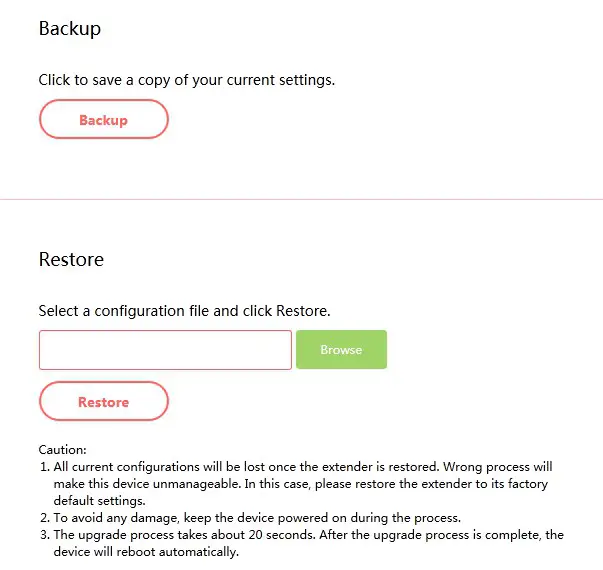 MERCUSYS 300Mbps Wi-FI Range Extender Backup & Restore