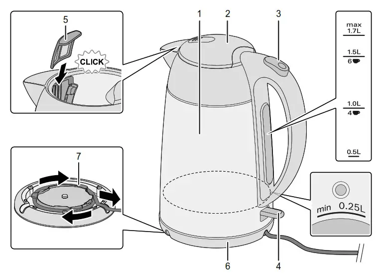 BOSCH TWK3P423 Cordless Electric Kettle - Product Overview 1