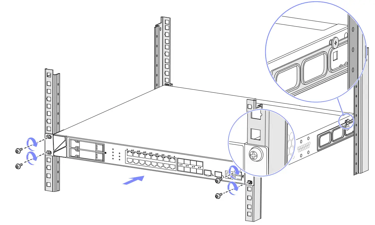 Mounting the device in a rack