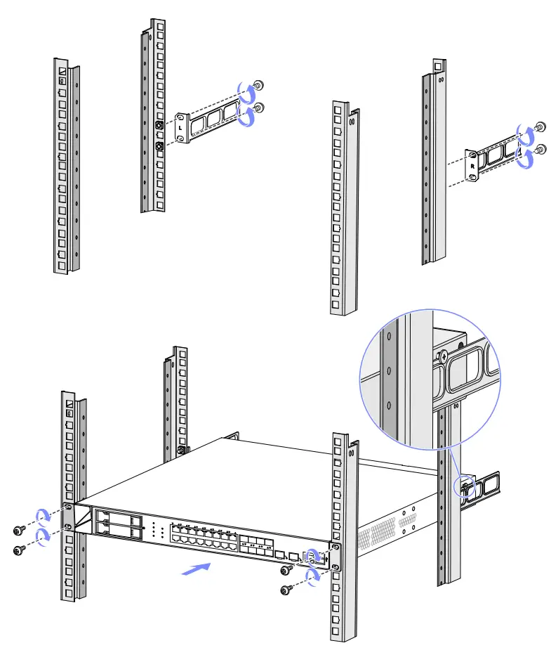 Mounting the device in a rack