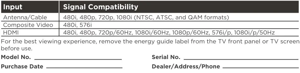 TCL 3-Series Roku TV S321,S325,S327 - Product Information