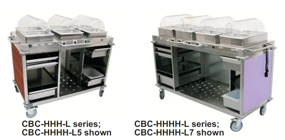 Cadco CBC-HHH-L7-4 Purple MobileServ 3 Bay Mobile Hot Buffet Cart 2