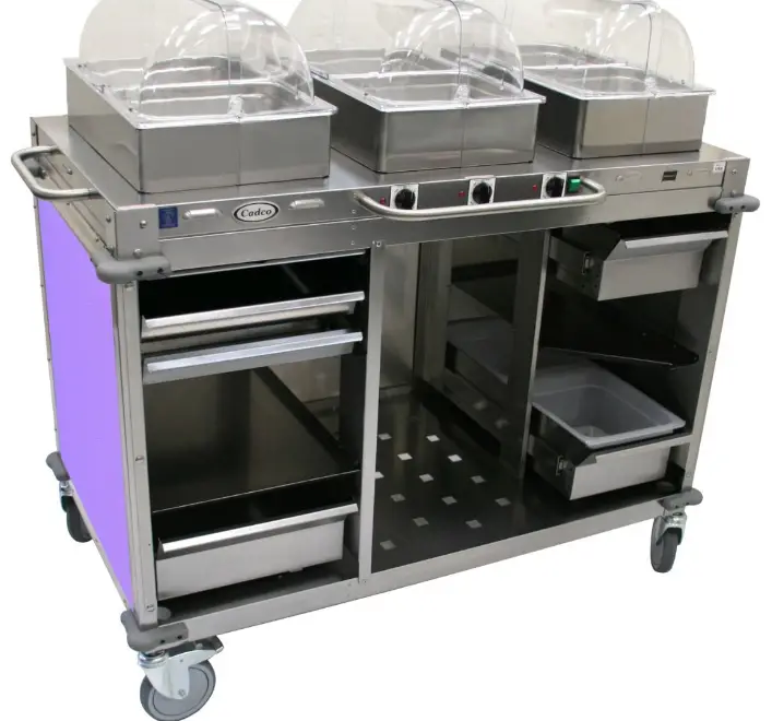 Cadco CBC-HHH-L7-4 Purple MobileServ 3 Bay Mobile Hot Buffet Cart