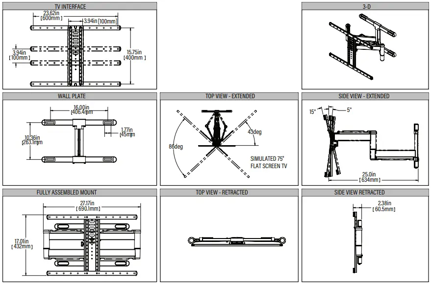 SANUS LLF225 Wall Mount-FIG5