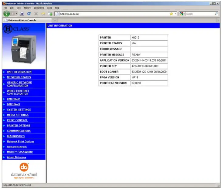 Printers Internal Web Page